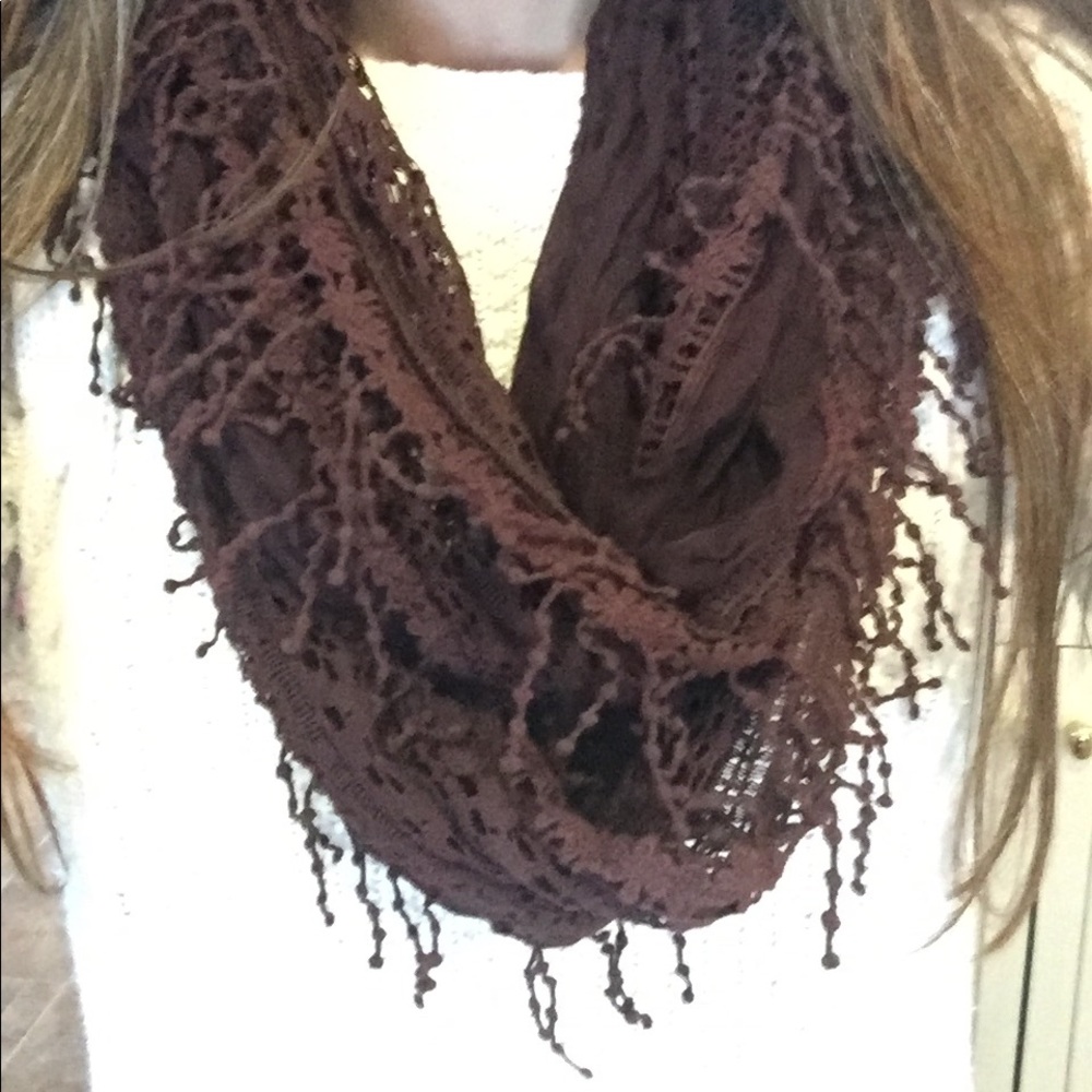 Maurices half crocheted scarf plum colored